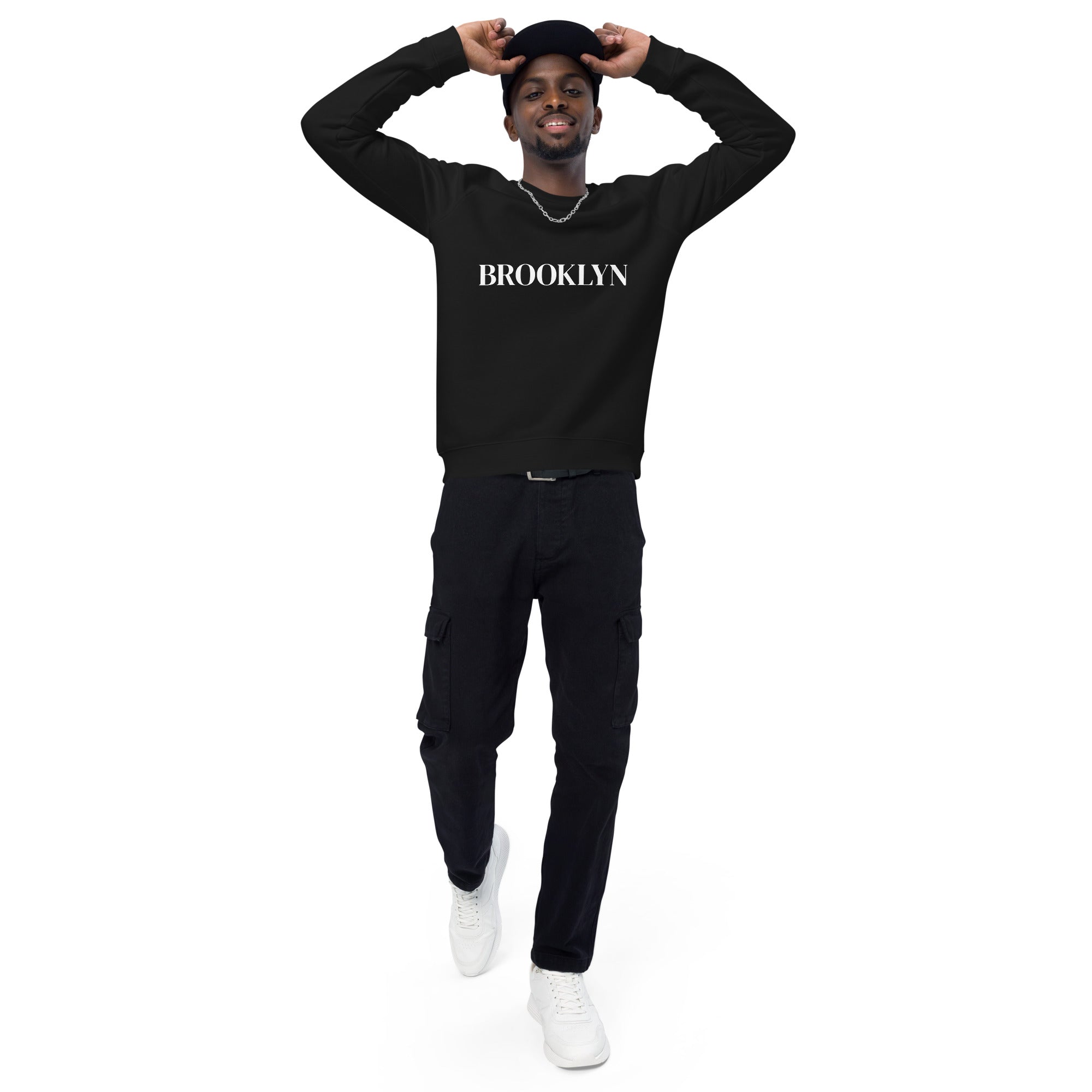 BROOKLYN - WE SPREAD LOVE Unisex organic raglan sweatshirt
