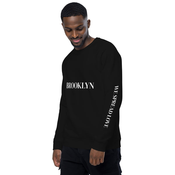 BROOKLYN - WE SPREAD LOVE Unisex organic raglan sweatshirt